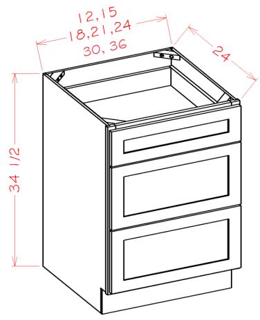 Three Drawer Base Cabinet