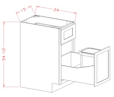 Single Door Single Drawer Base Kit With Single Trashcan Pullout