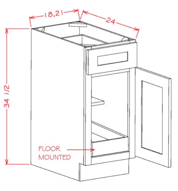 Single Door Single Drawer One Rollout Shelf Base Kit