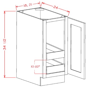 Single Full Height Door Two Rollout Shelf Base Kit