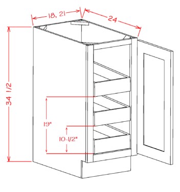 Single Full Height Door Three Rollout Shelf Base Kit