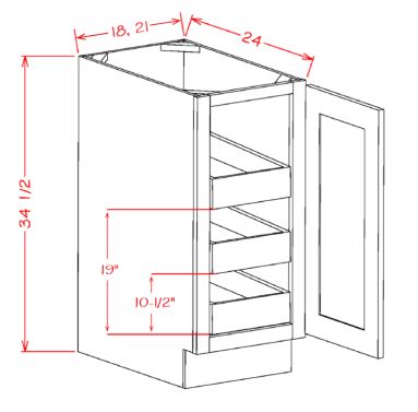 Triple Rollout Shelf Base Kits Cabinet