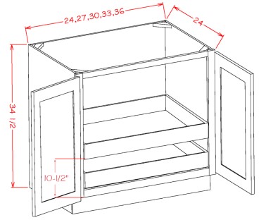 Double Full Height Door Two Rollout Shelf Base Kit