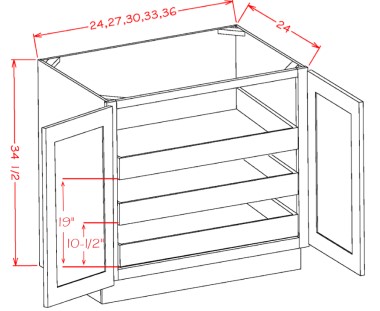 Double Full Height Door Three Rollout Shelf Base Kit