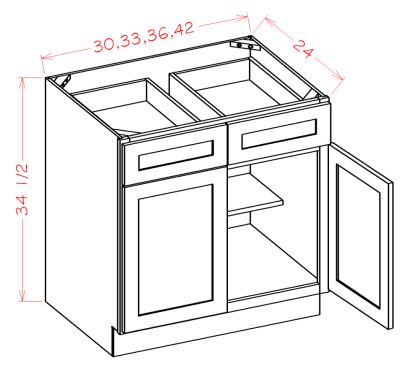Double Door Double Drawer Base Cabinet