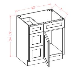 Single Door And Double Drawer Stack Vanity Combination Cabinets