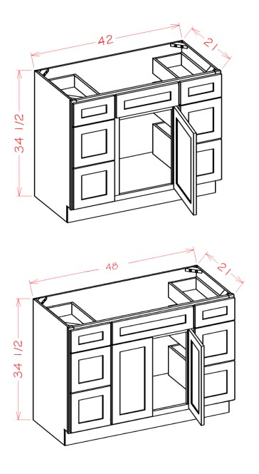 Vanity Combo Bases - Double Drawer Stack