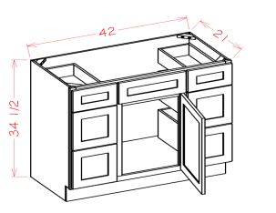 Single Door And Double Drawer Stack Vanity Combination Cabinets