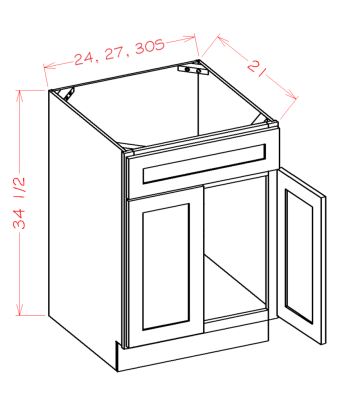 Double Door Single Drawer Front Vanity Sink Base Cabinets