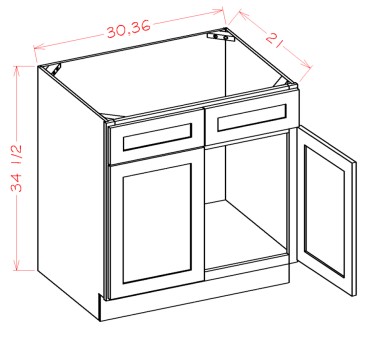 Vanity Sink Bases-Double Door Double Drawer Front