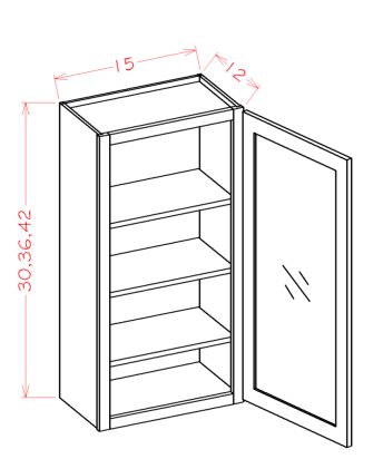 Single Glass Door And Three Shelf Wall Cabinets - Routed for Glass