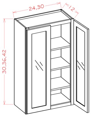 Glass Door Wall Cabinets - Double Door