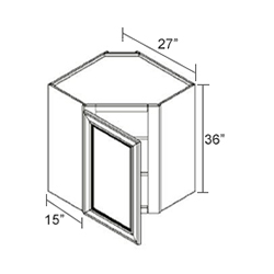 Diagonal Corner Wall Cabinet - 1 Door 2 Shelf